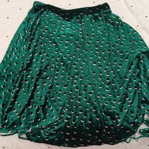 Anthropologie Teal Circle Pattern Midi Skirt